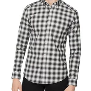 Reiss Monochrome Plaid Dress Shirt
